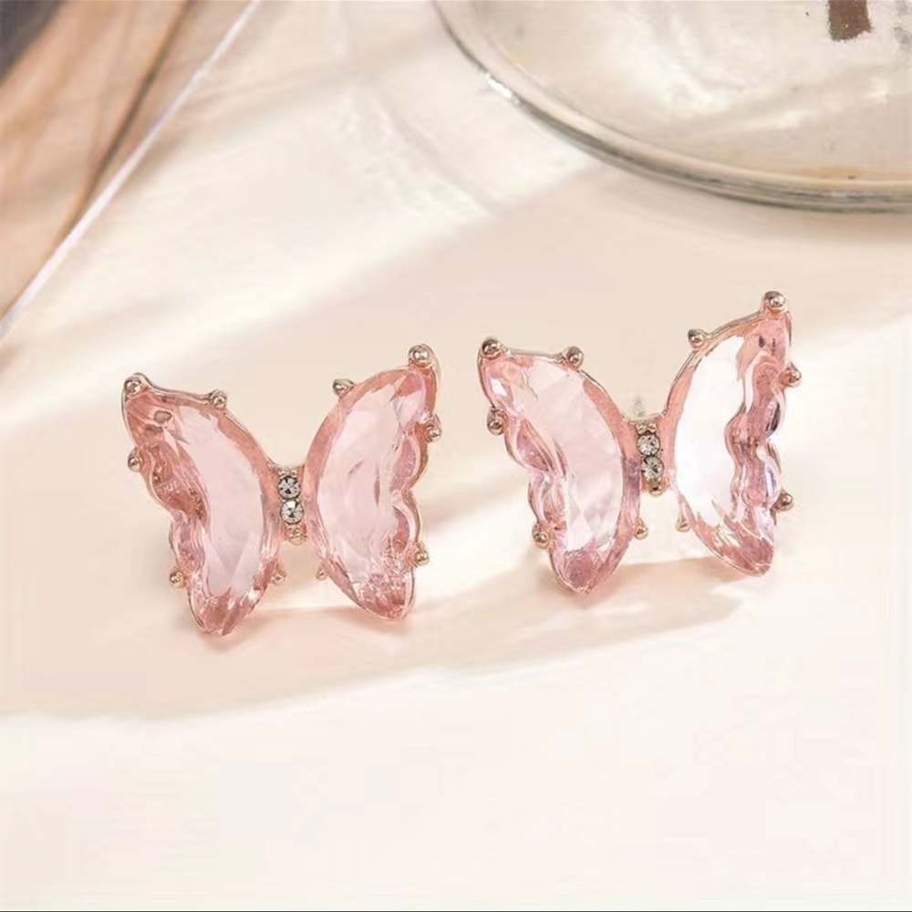 Pink Butterfly Stud Earrings